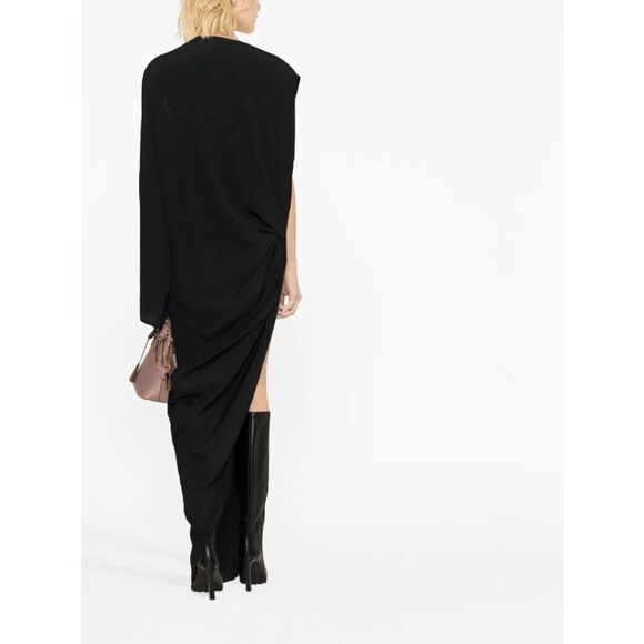 Rick Owens Asymmetric-Design Gathered-Detail Dress Gothic Black Size US 6 - Picture 3 of 13